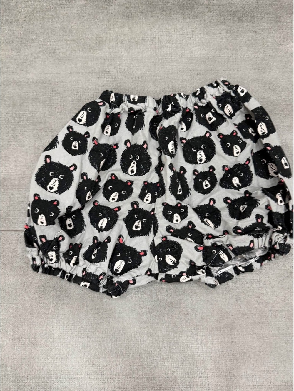 5T • Girls Bear Print Bloomers Shorts Gray Black Elastic Waist